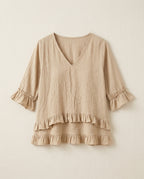 Lillian Cotton-Linen Ruffle Blouse